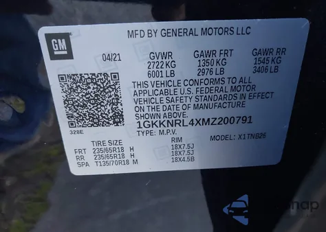 2021 GMC Acadia Awd Sle from USA, damaged, VIN 1GKKNRL4XMZ200791